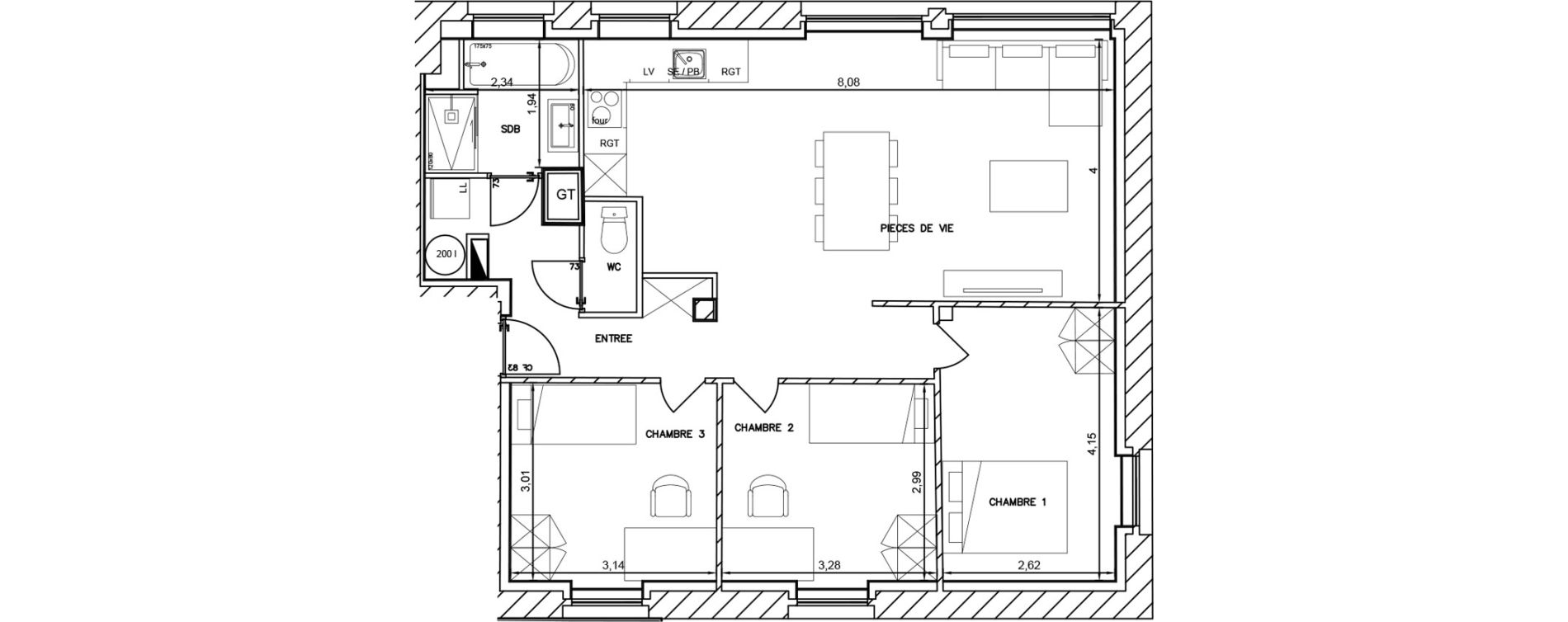 Appartement T4 de 77,10 m2 &agrave; Cambrai Centre