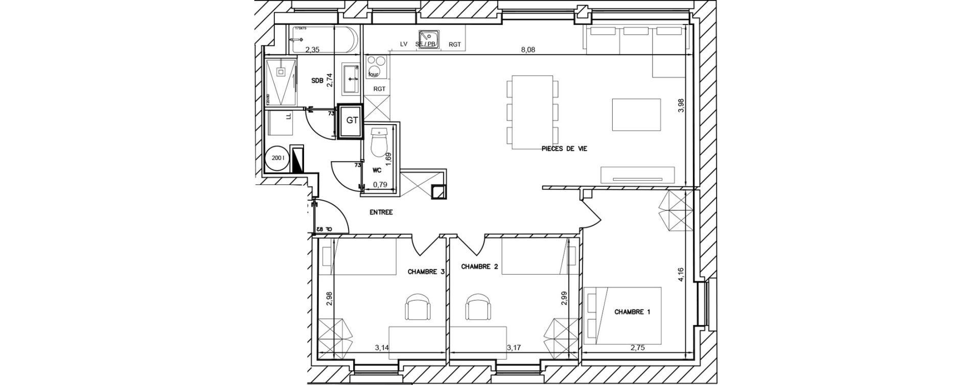 Appartement T4 de 77,10 m2 &agrave; Cambrai Centre