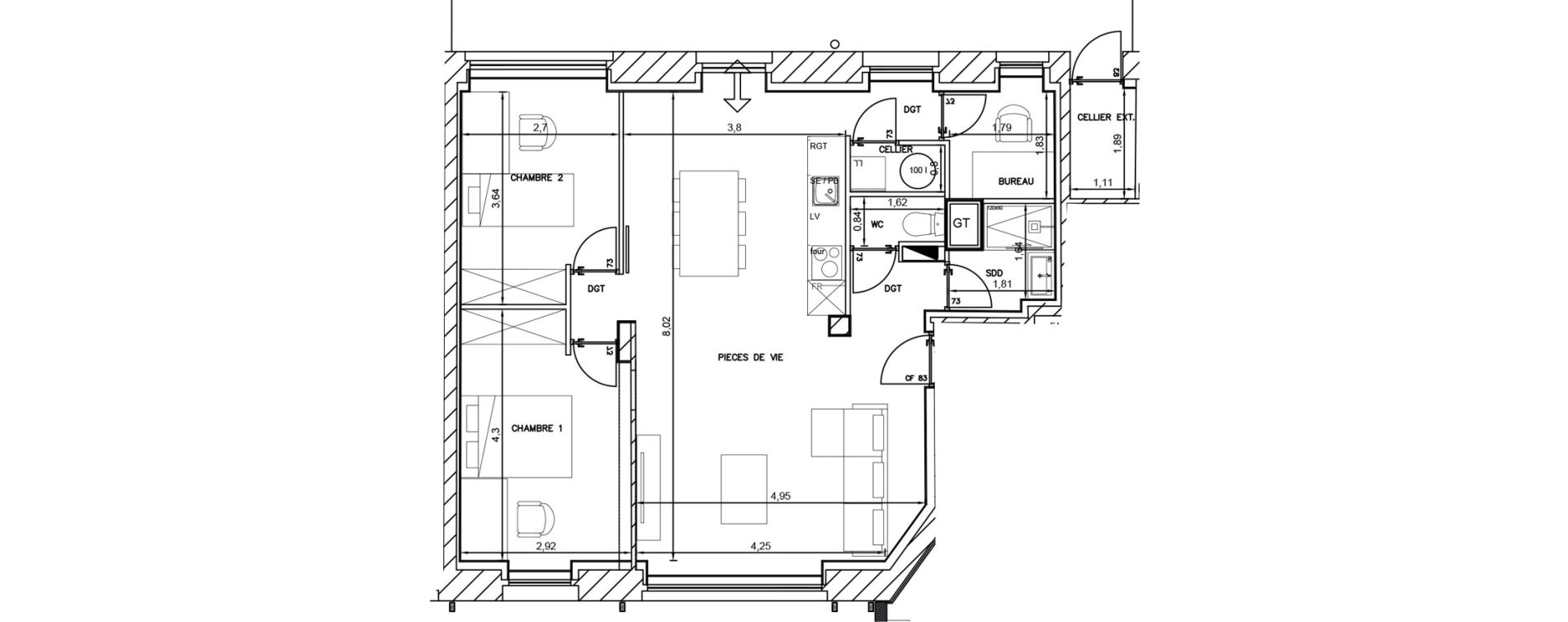 Appartement T3 de 70,40 m2 &agrave; Cambrai Centre