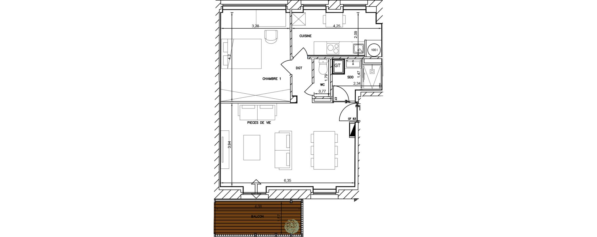 Appartement T2 de 55,10 m2 &agrave; Cambrai Centre