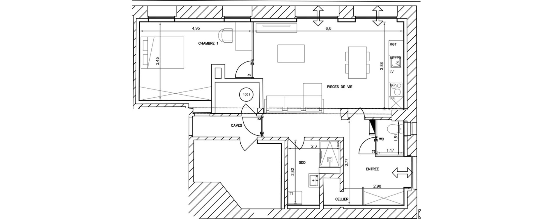 Appartement T2 de 60,50 m2 &agrave; Cambrai Centre