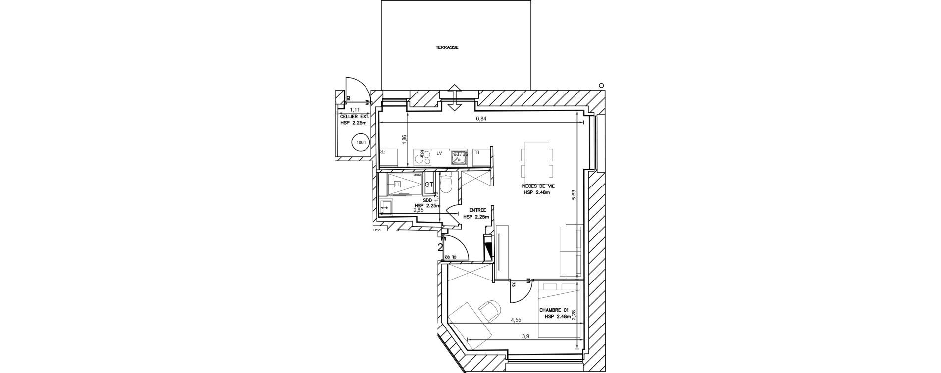 Appartement T2 de 43,40 m2 &agrave; Cambrai Centre