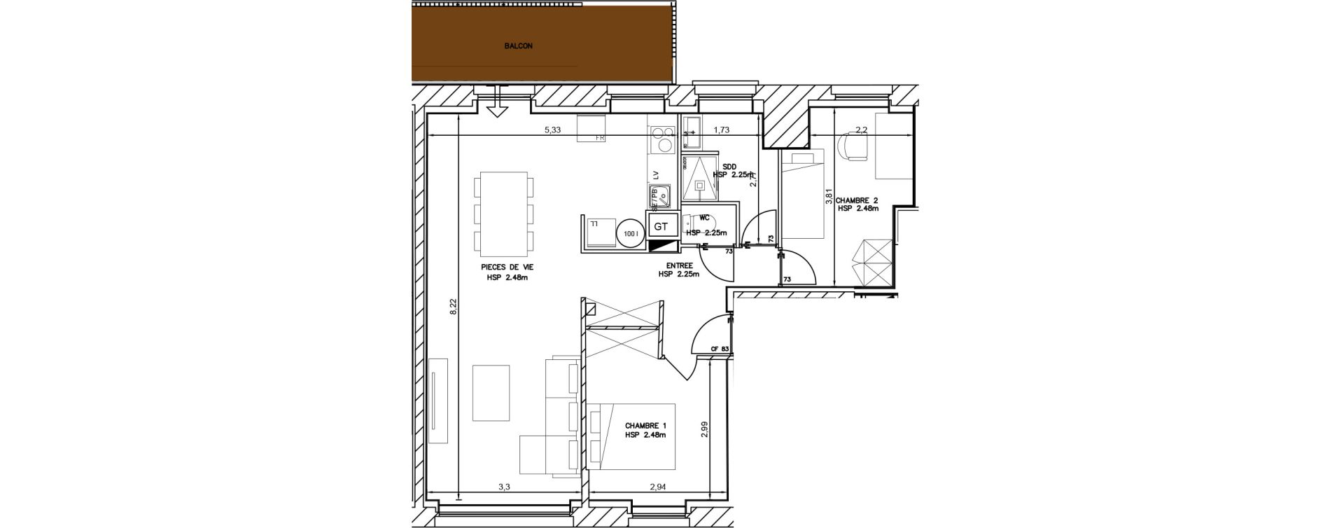 Appartement T3 de 64,80 m2 &agrave; Cambrai Centre