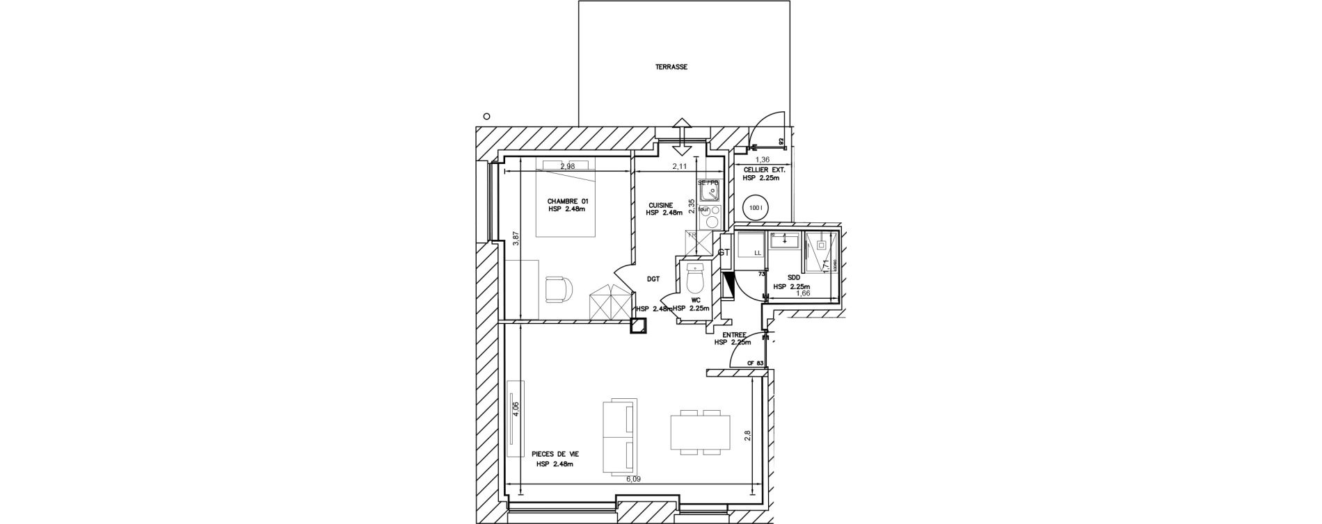 Appartement T2 de 48,90 m2 &agrave; Cambrai Centre