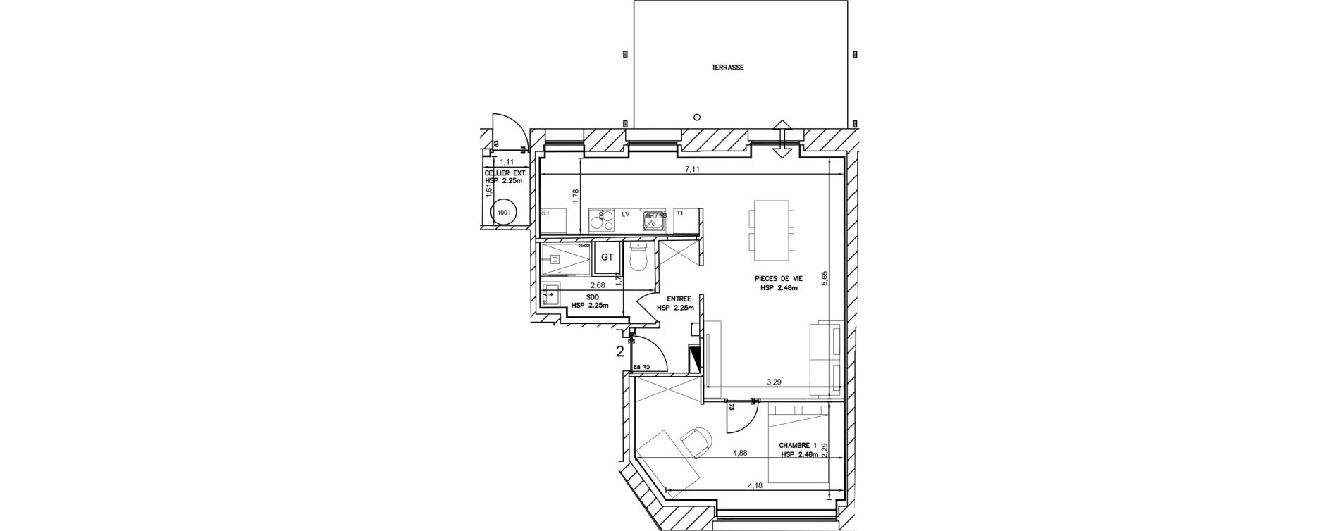 Appartement T2 de 46,00 m2 &agrave; Cambrai Centre