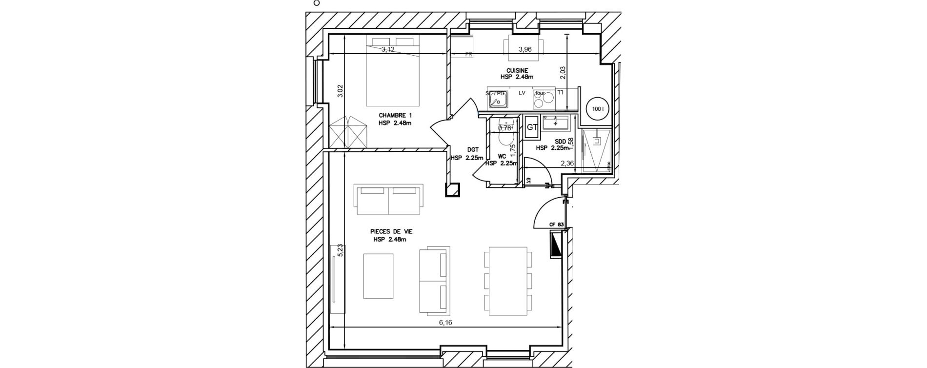 Appartement T2 de 53,80 m2 &agrave; Cambrai Centre