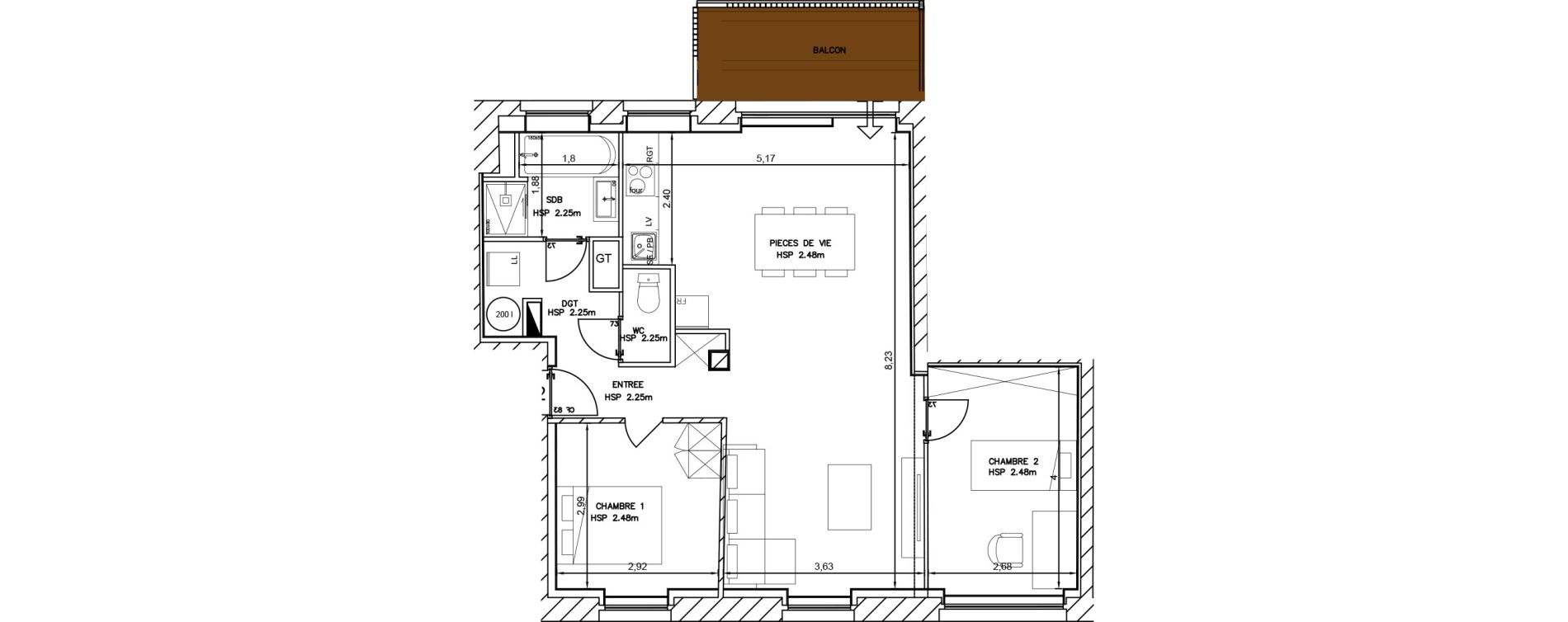 Appartement T3 de 67,40 m2 &agrave; Cambrai Centre