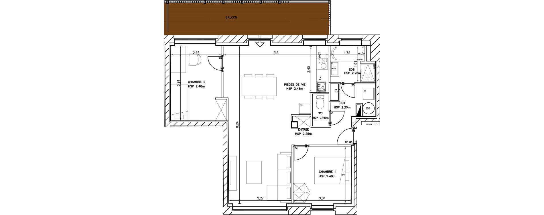 Appartement T3 de 67,10 m2 &agrave; Cambrai Centre