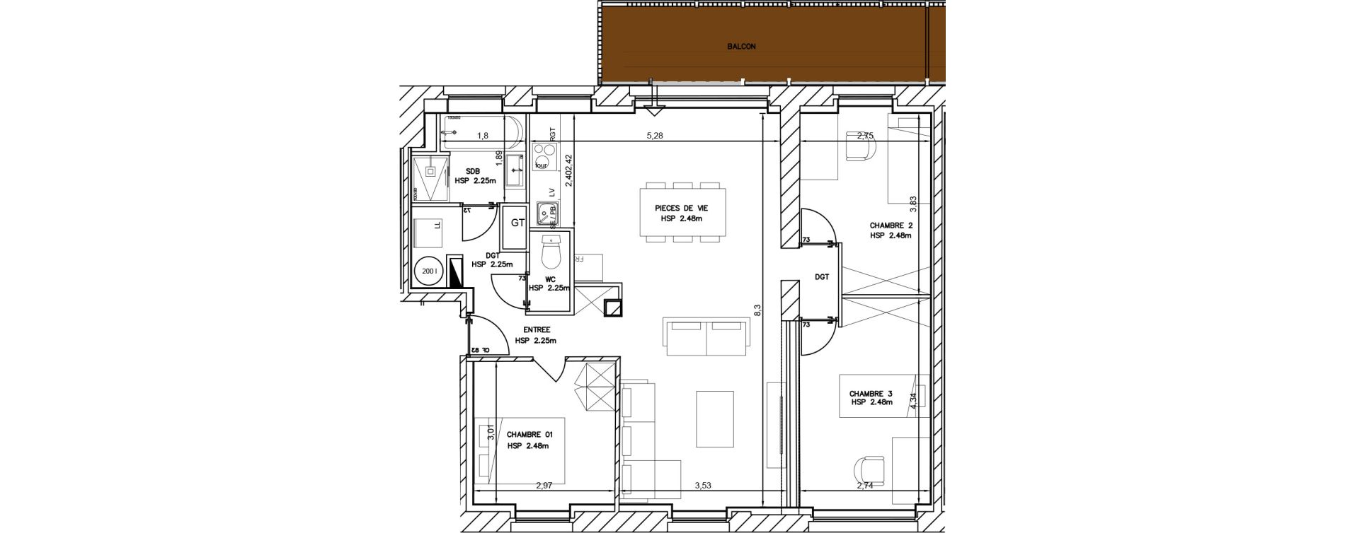 Appartement T4 de 79,70 m2 &agrave; Cambrai Centre