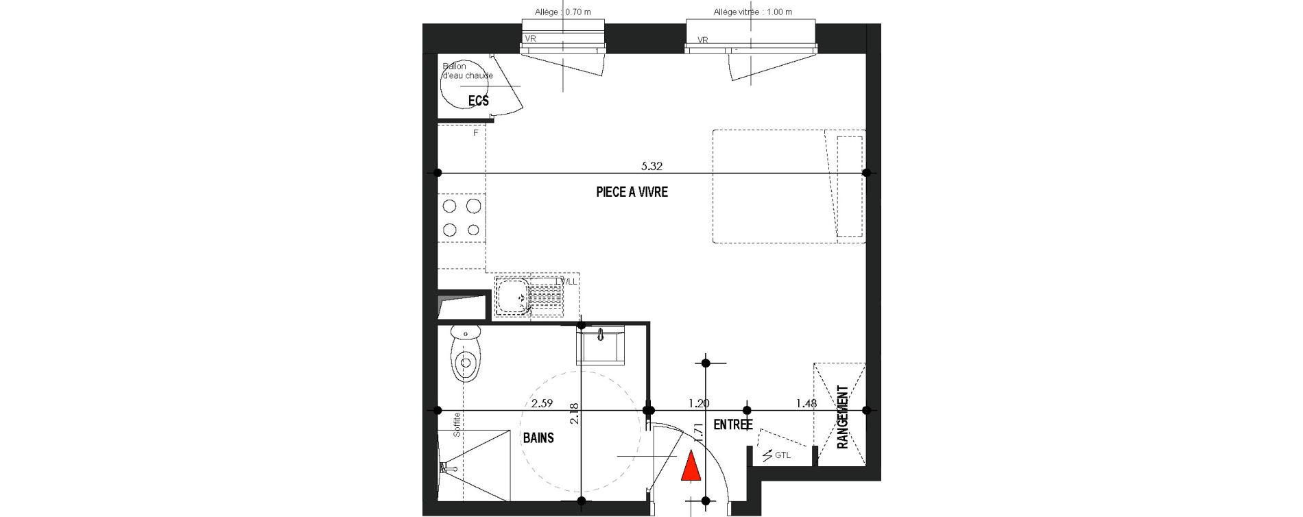 Appartement T1 de 28,03 m2 &agrave; Comines Centre