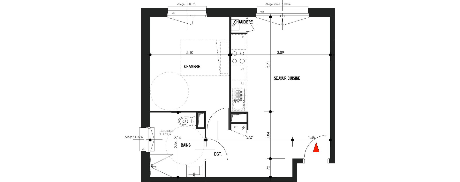 Appartement T2 de 41,82 m2 &agrave; Comines Centre
