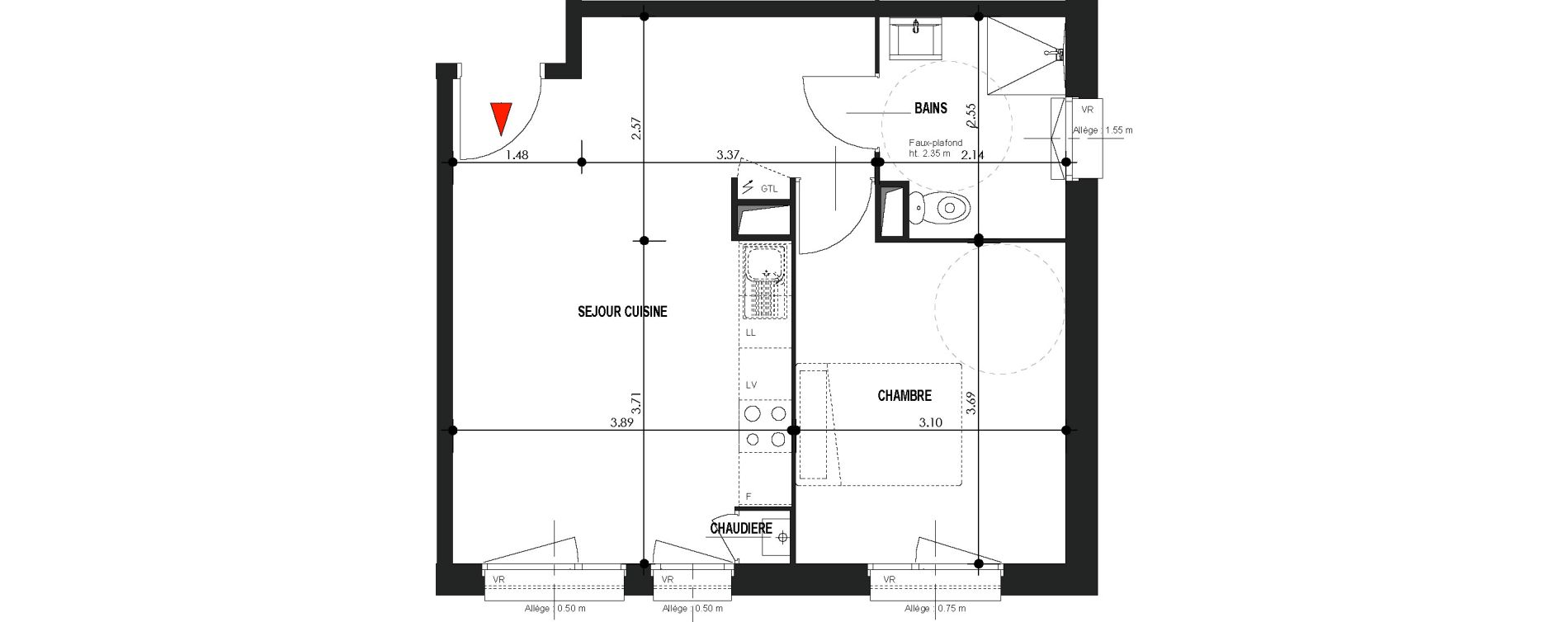 Appartement T2 de 41,90 m2 &agrave; Comines Centre