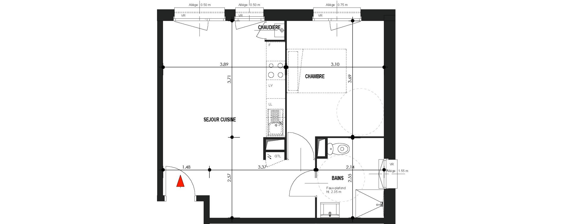 Appartement T2 de 41,91 m2 &agrave; Comines Centre