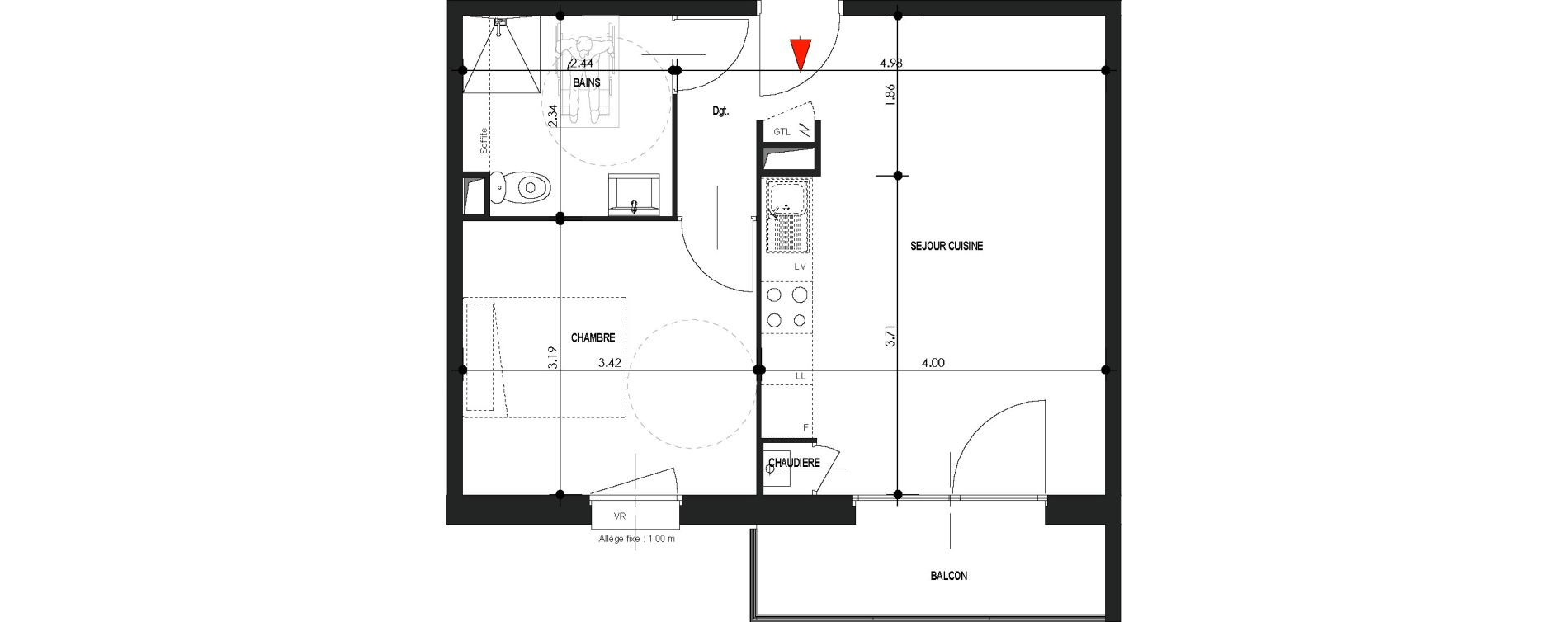 Appartement T2 de 40,44 m2 &agrave; Comines Centre