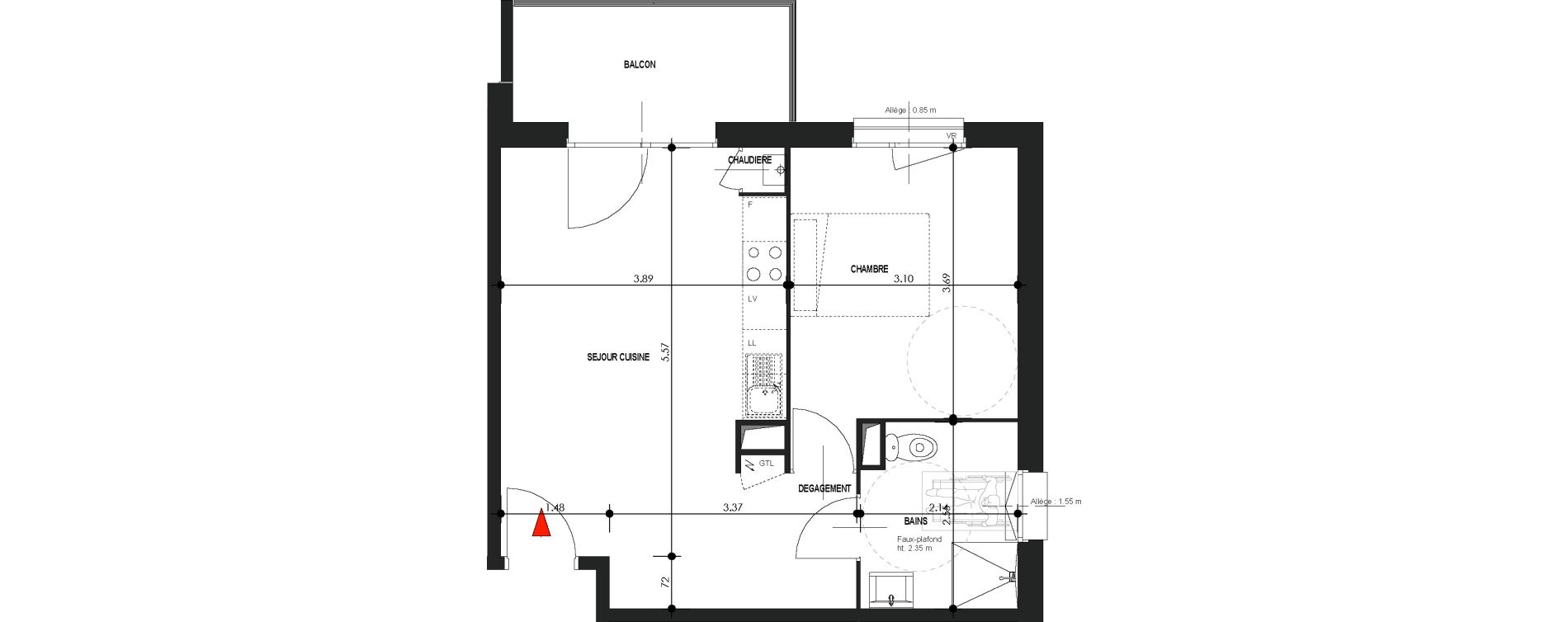 Appartement T2 de 41,91 m2 &agrave; Comines Centre