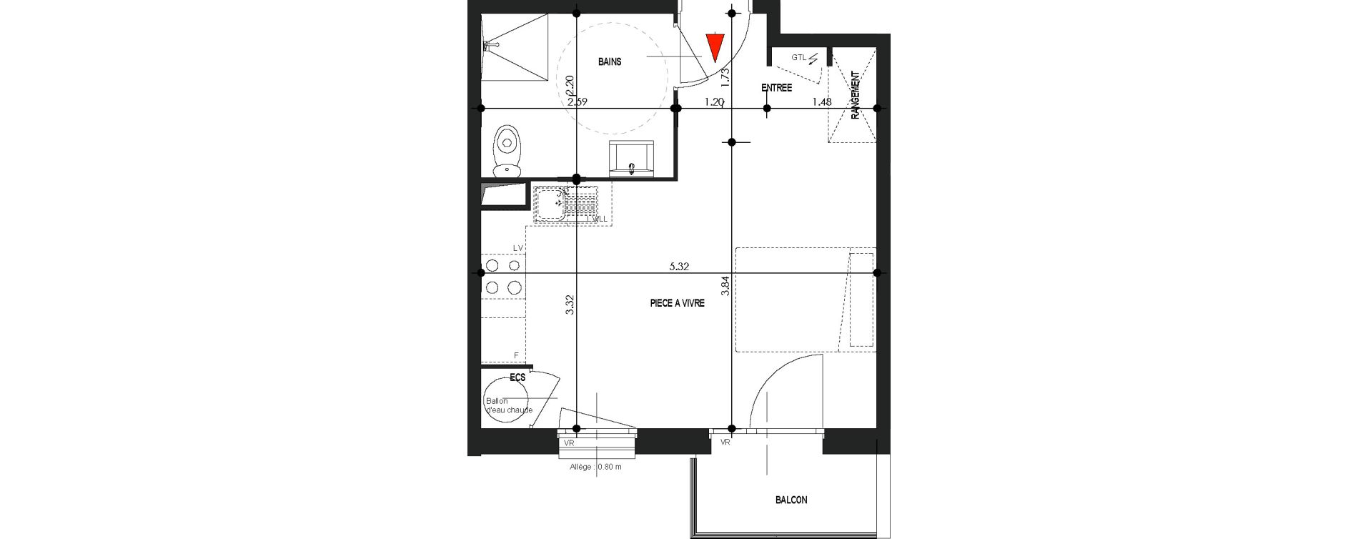 Appartement T1 de 28,10 m2 &agrave; Comines Centre