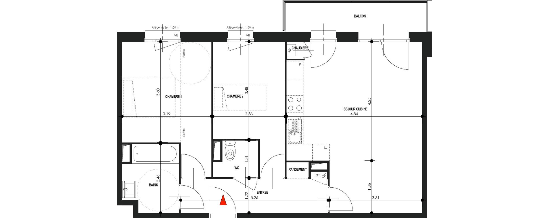 Appartement T3 de 62,93 m2 &agrave; Comines Centre