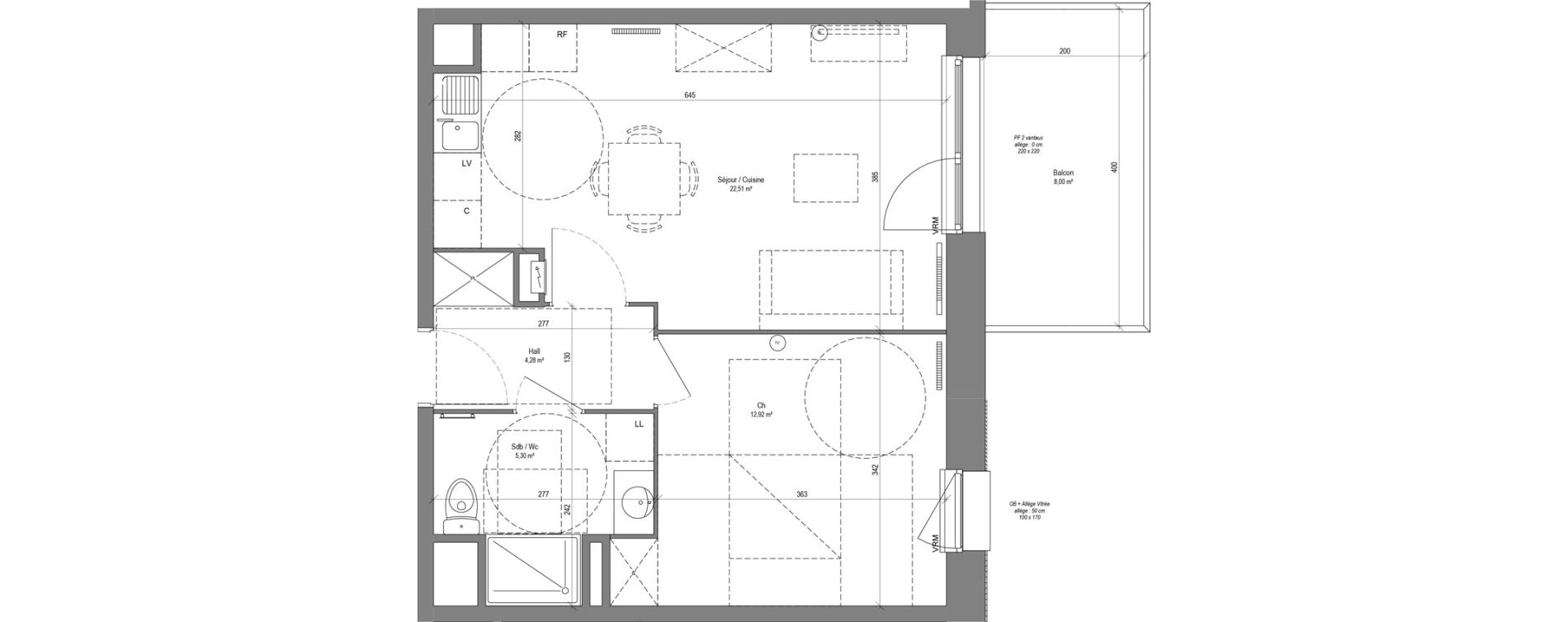 Appartement T2 de 45,00 m2 &agrave; Croix Centre