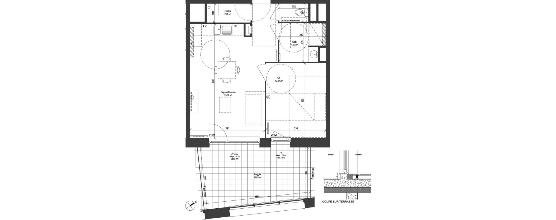 Appartement T2 de 46,31 m2 &agrave; Croix Centre