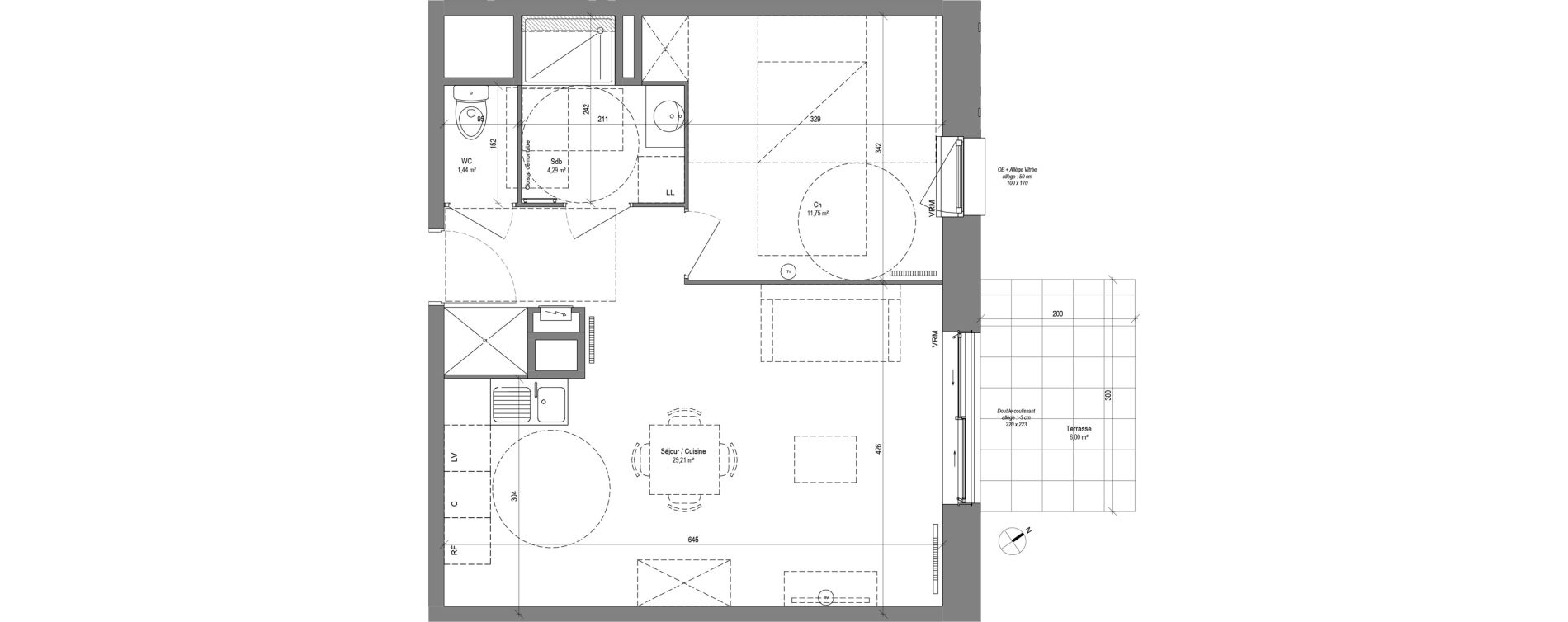 Appartement T2 de 46,69 m2 &agrave; Croix Centre