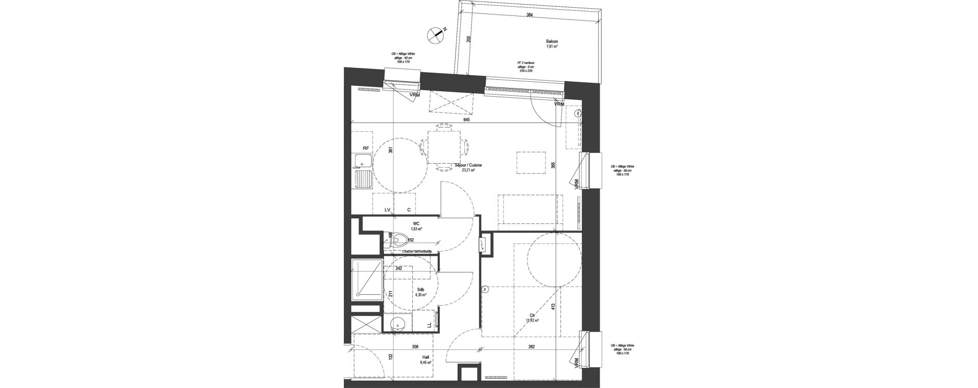Appartement T2 de 49,22 m2 &agrave; Croix Centre