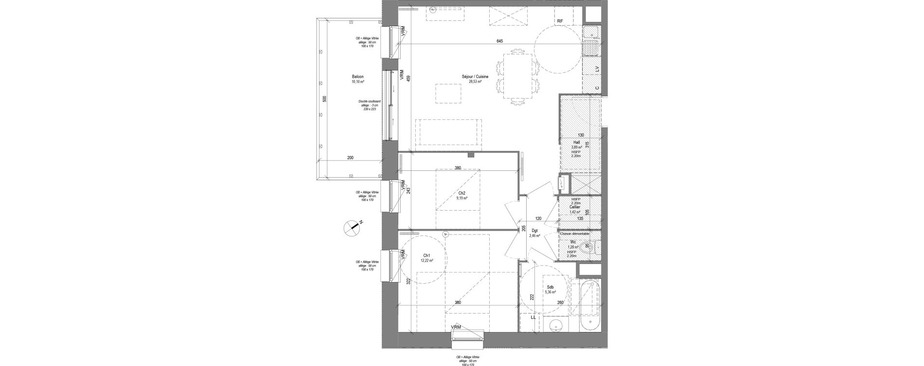 Appartement T3 de 64,35 m2 &agrave; Croix Centre
