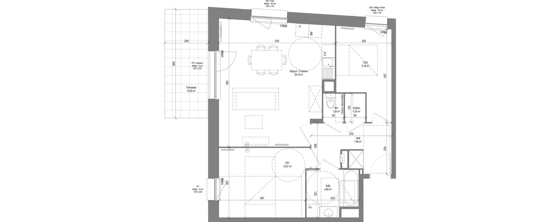 Appartement T3 de 65,31 m2 &agrave; Croix Centre