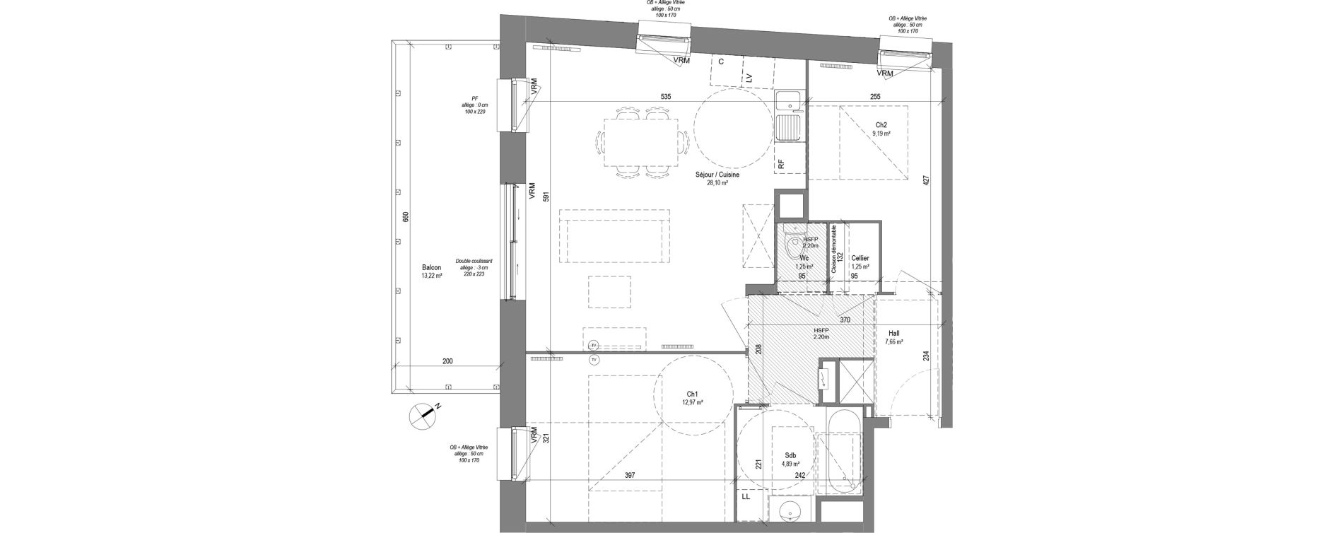 Appartement T3 de 65,31 m2 &agrave; Croix Centre