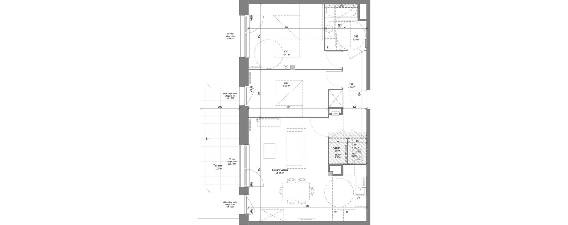Appartement T3 de 68,13 m2 &agrave; Croix Centre