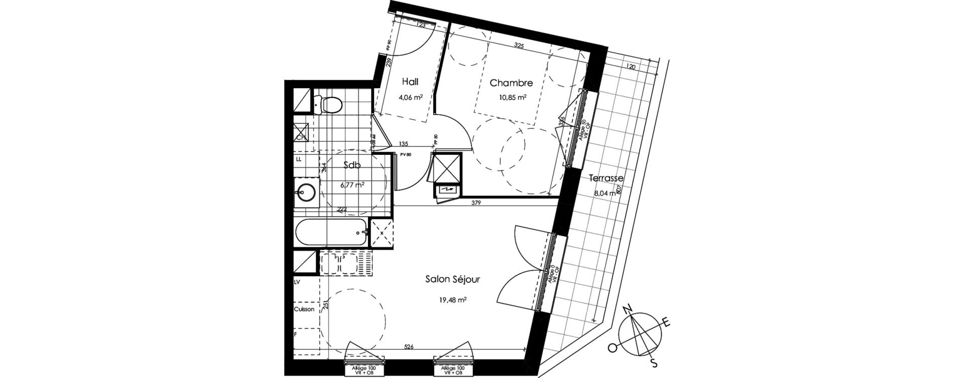 Appartement T2 de 41,16 m2 &agrave; Croix Centre