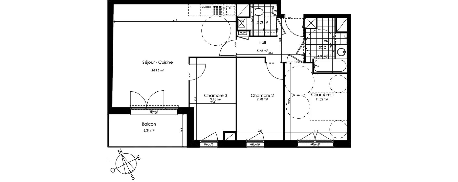 Appartement T4 de 69,61 m2 &agrave; Croix Centre