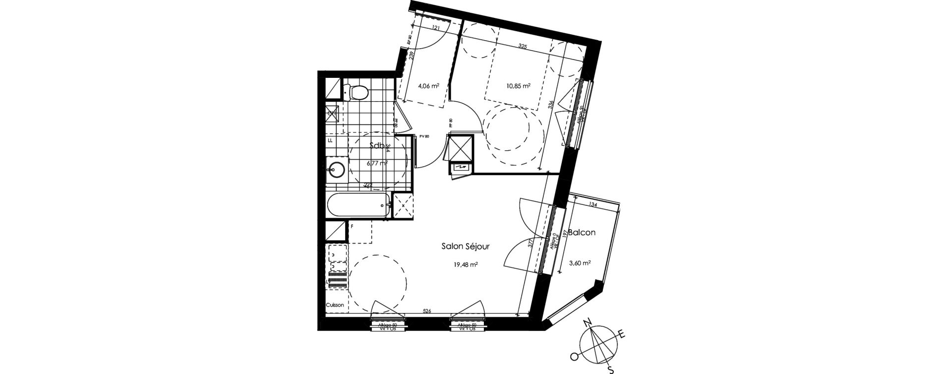 Appartement T2 de 41,16 m2 &agrave; Croix Centre
