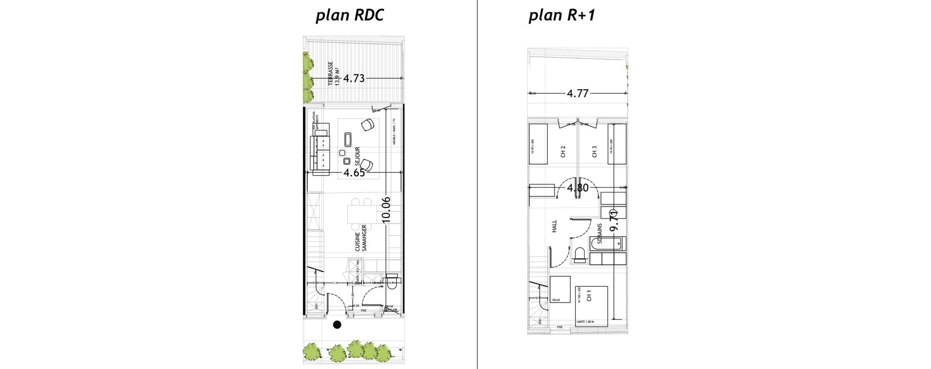 Duplex T4 de 84,37 m2 &agrave; Croix Saint-pierre