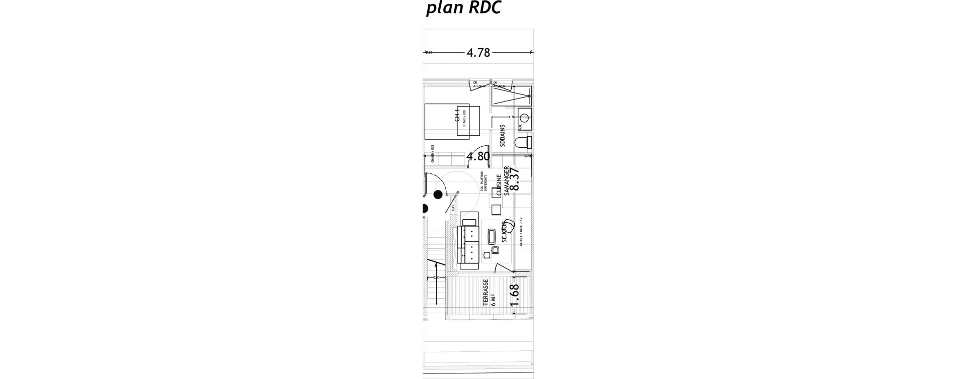 Appartement T2 de 34,40 m2 &agrave; Croix Saint-pierre