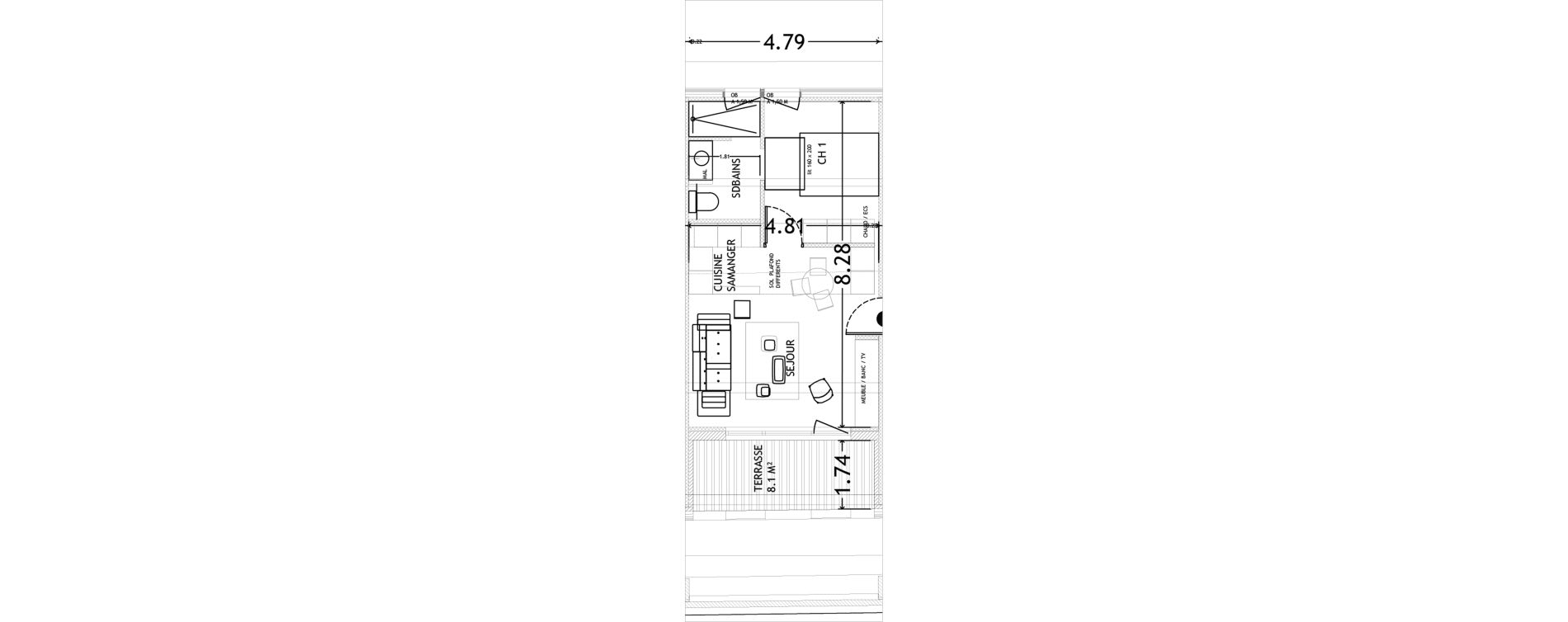 Appartement T2 de 38,80 m2 &agrave; Croix Saint-pierre