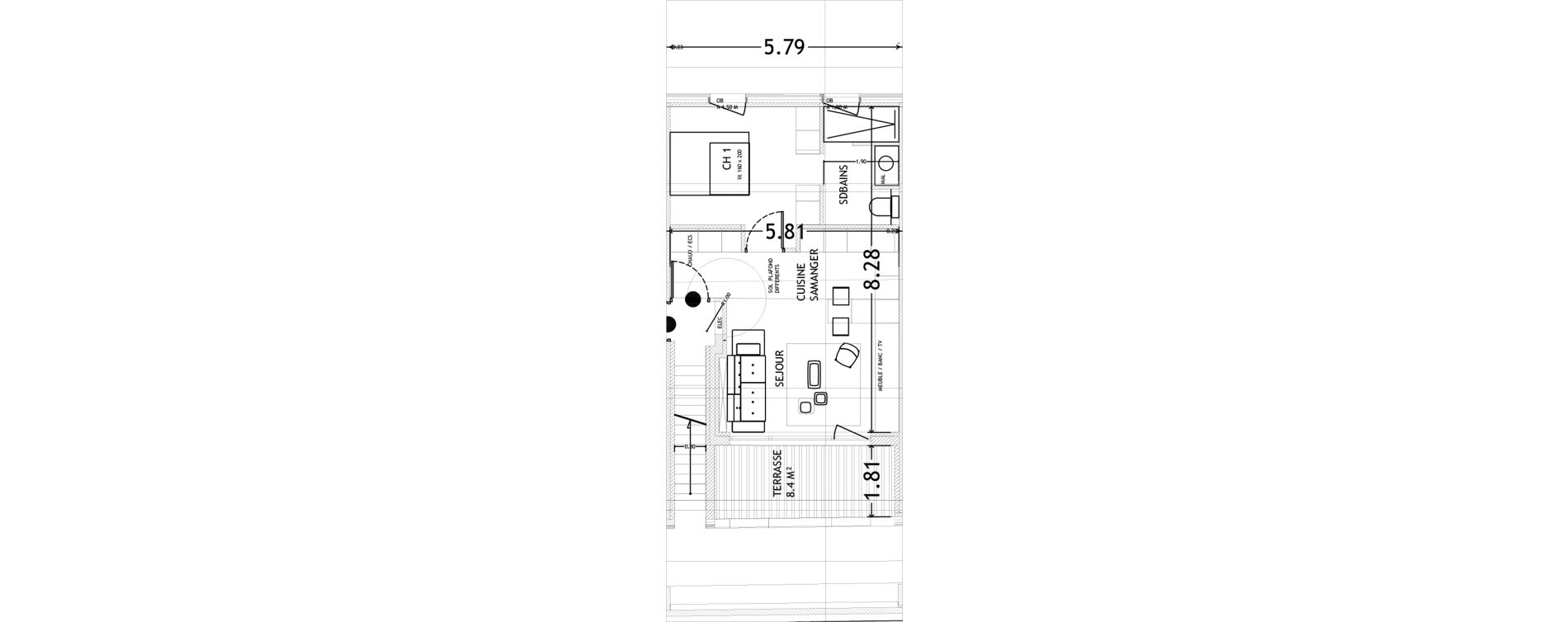 Appartement T2 de 41,34 m2 &agrave; Croix Saint-pierre