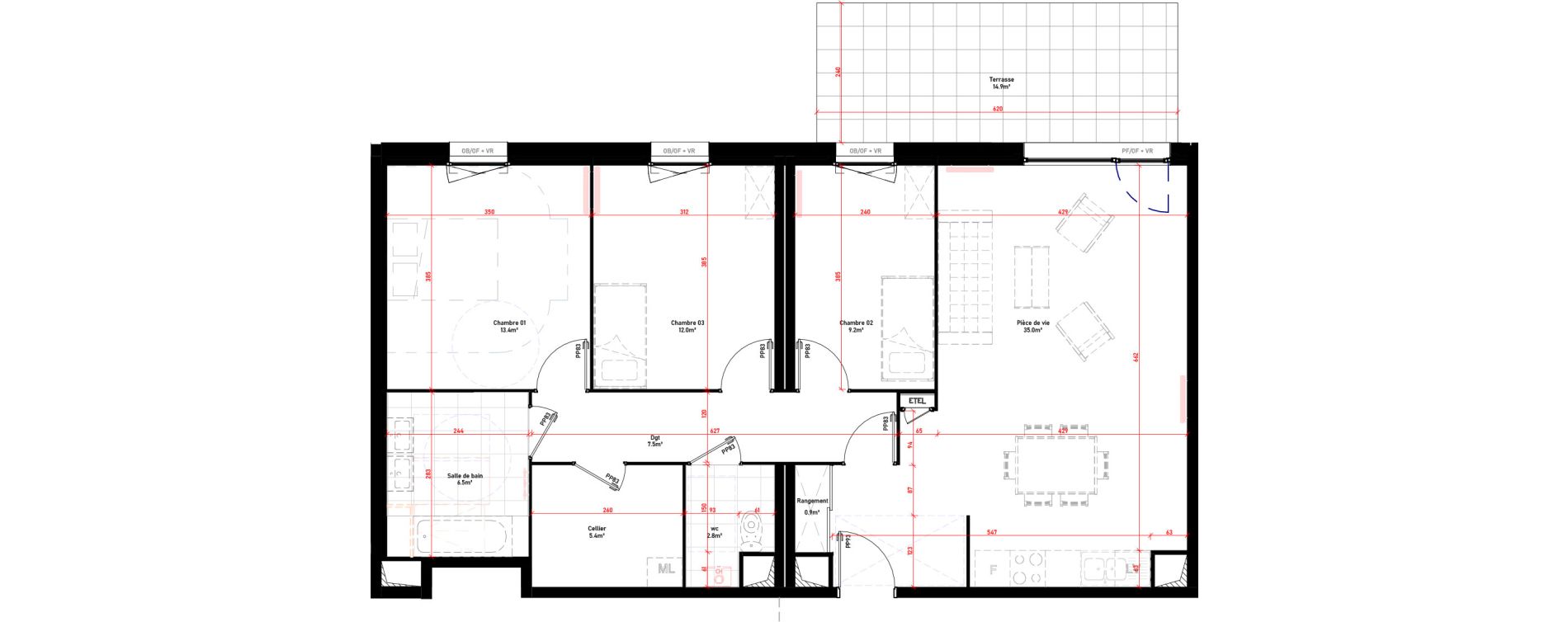 Appartement T4 de 92,70 m2 &agrave; Croix Saint-pierre