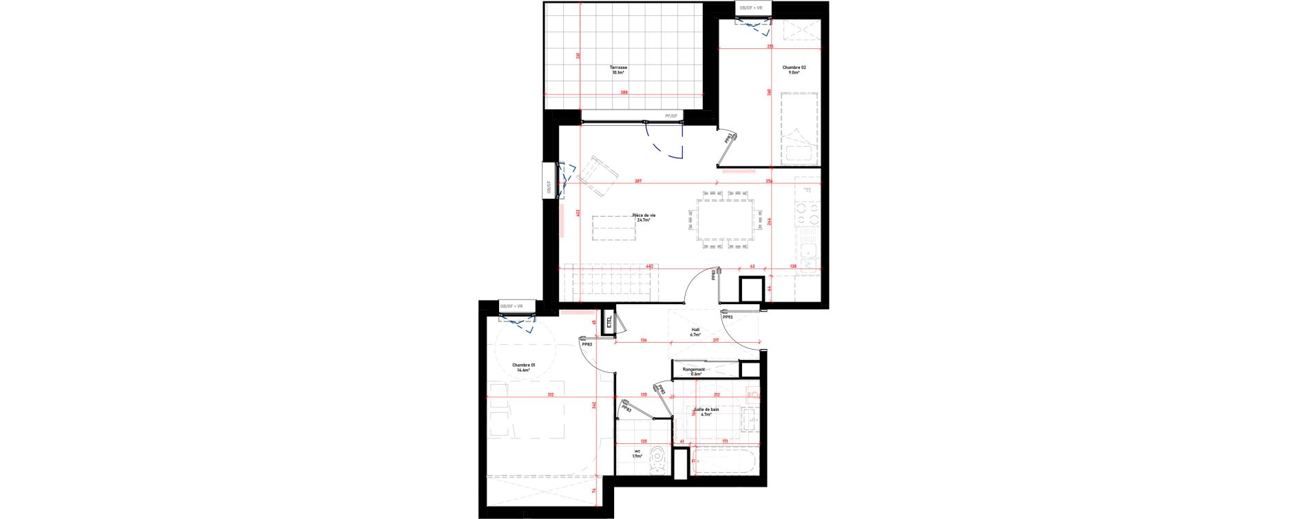 Appartement T3 de 62,00 m2 &agrave; Croix Saint-pierre