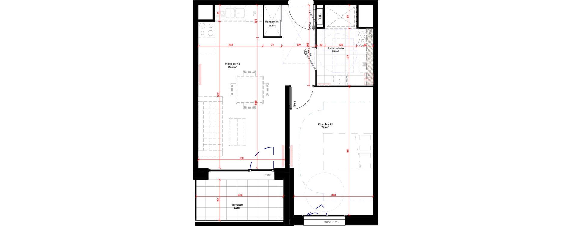 Appartement T2 de 44,90 m2 &agrave; Croix Saint-pierre