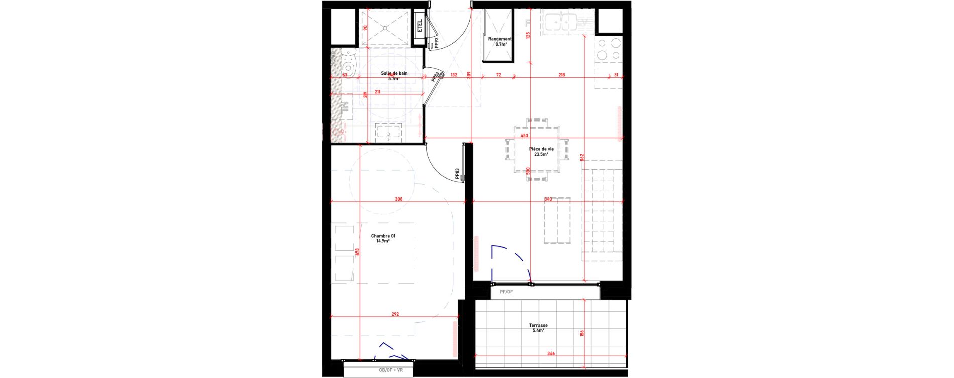 Appartement T2 de 44,80 m2 &agrave; Croix Saint-pierre