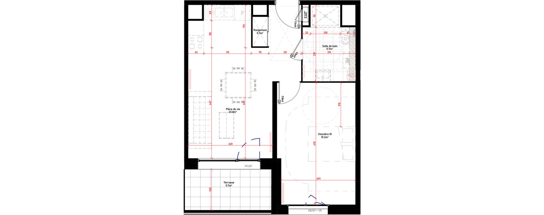 Appartement T2 de 44,70 m2 &agrave; Croix Saint-pierre