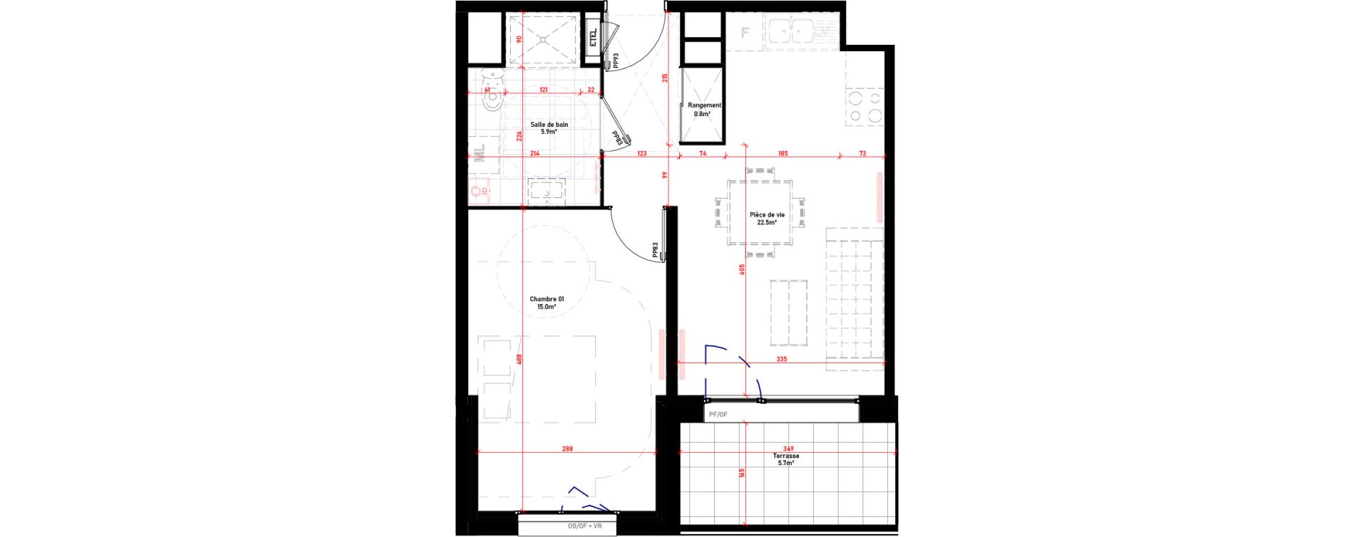 Appartement T2 de 44,20 m2 &agrave; Croix Saint-pierre