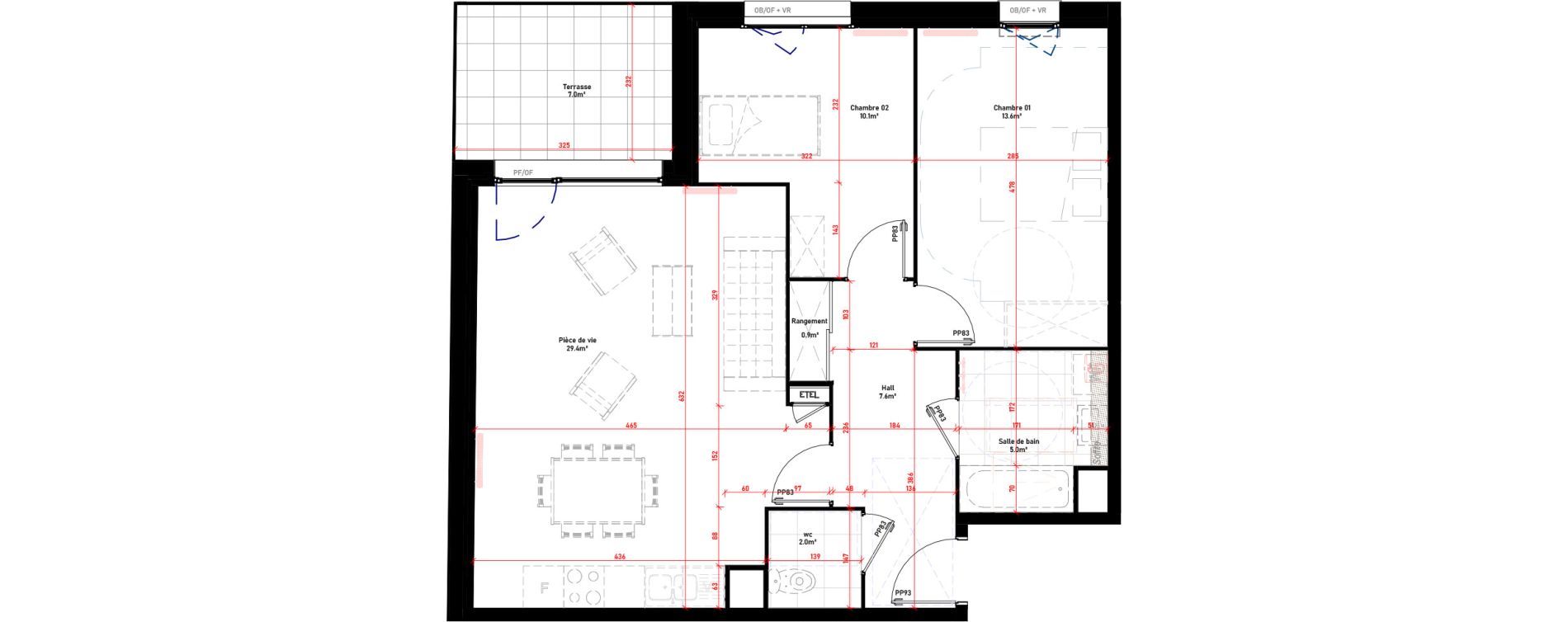 Appartement T3 de 68,60 m2 &agrave; Croix Saint-pierre