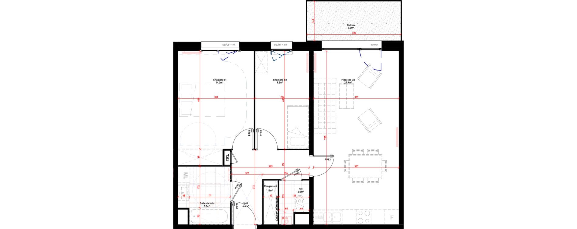 Appartement T3 de 63,90 m2 &agrave; Croix Saint-pierre