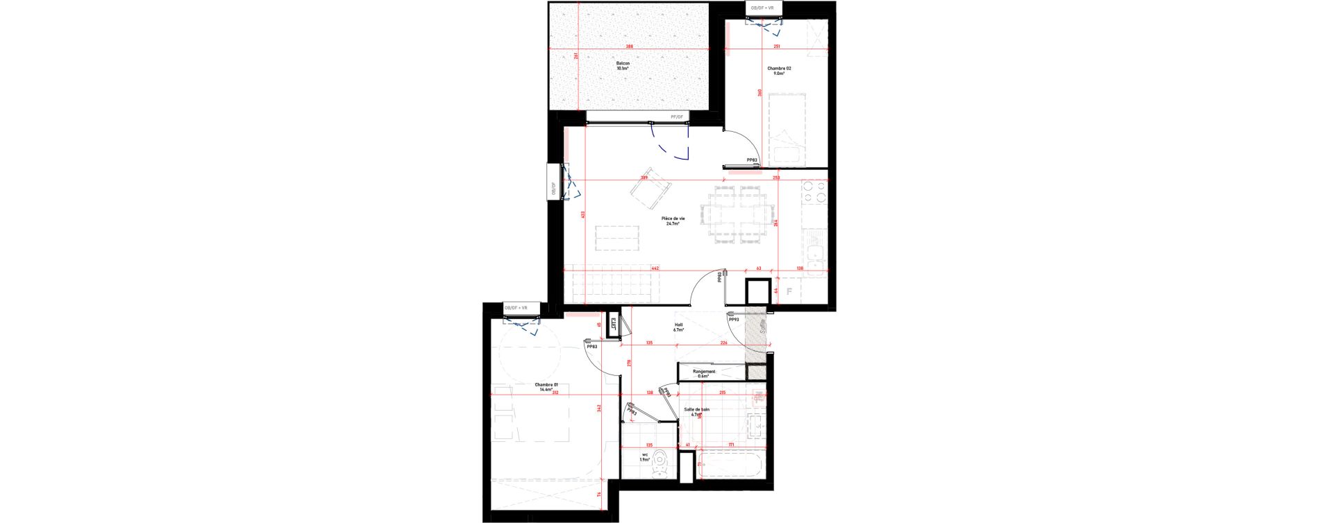 Appartement T3 de 62,00 m2 &agrave; Croix Saint-pierre