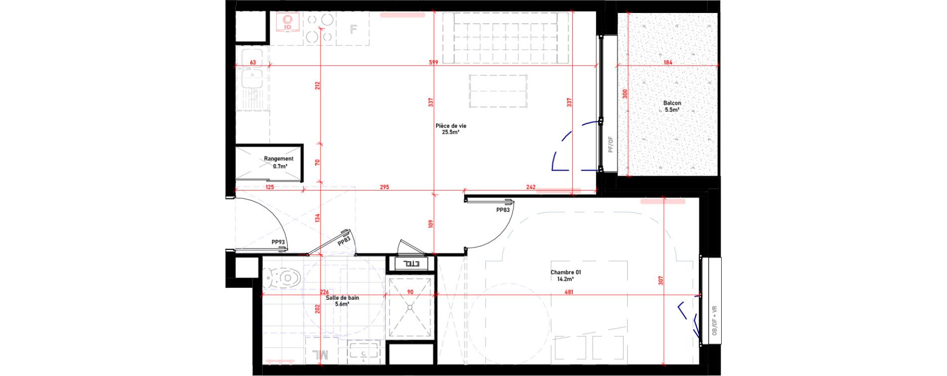 Appartement T2 de 46,00 m2 &agrave; Croix Saint-pierre