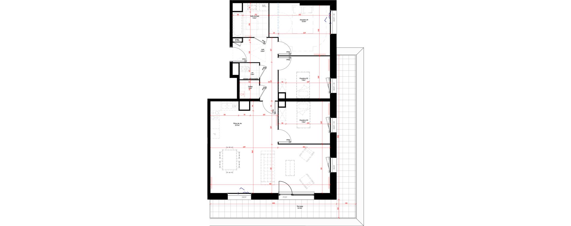 Appartement T4 de 89,20 m2 &agrave; Croix Saint-pierre