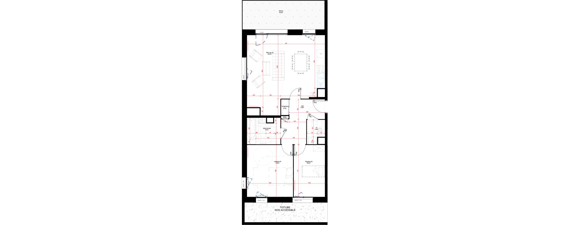 Appartement T3 de 74,30 m2 &agrave; Croix Saint-pierre