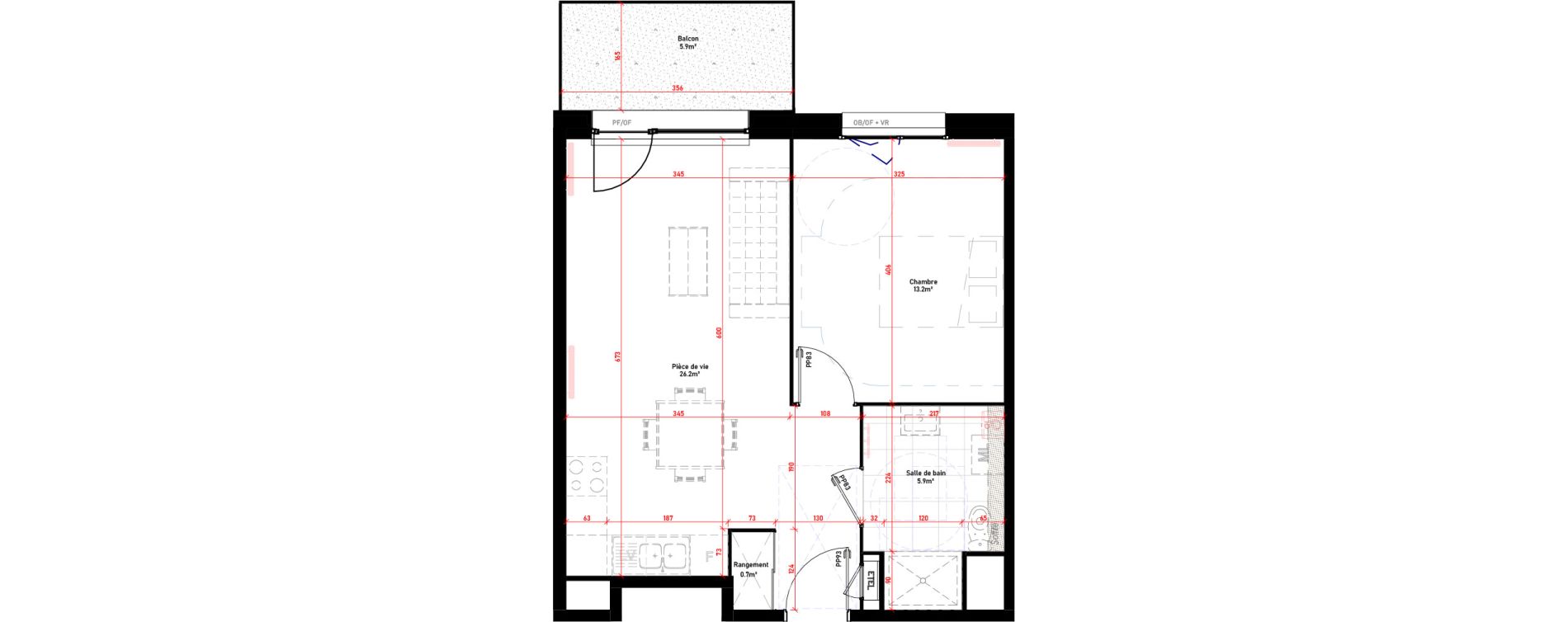 Appartement T2 de 46,00 m2 &agrave; Croix Saint-pierre