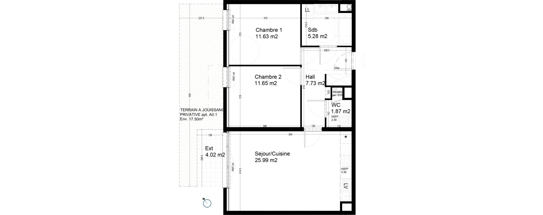 Appartement T3 de 64,15 m2 &agrave; Croix Centre